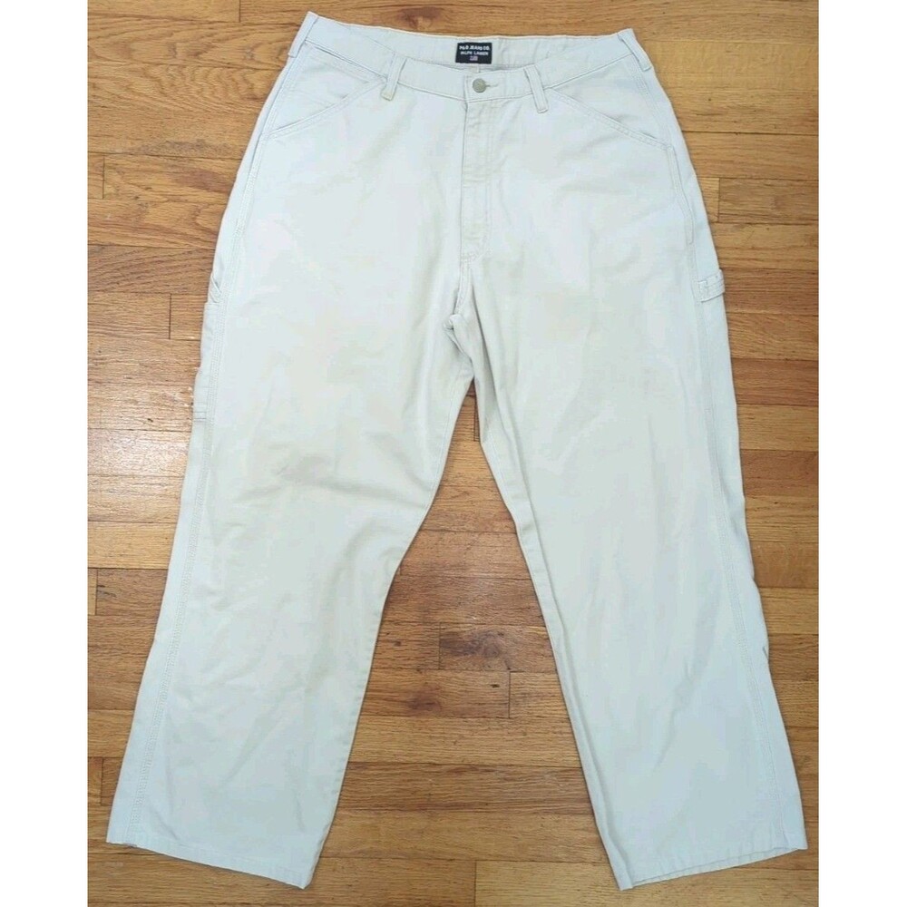 Vtg Ralph Lauren Polo Jeans Co Y2K Mens White 100% Cotton Painter Pants 33x34
